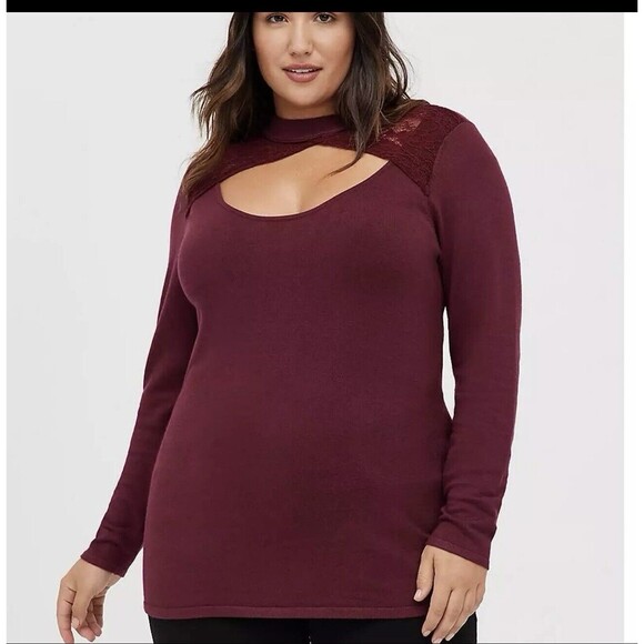 torrid Tops - Torrid Pullover Lace Keyhole Mock Neck Sweater Womens Size 3 (22-24)